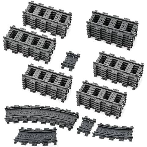 Lekebaby City Train Tracks, 36 Straight and 24 Flexible Classic Train Tracks Accessories,Railroad Extension Building Toy Compatible with All Major Brand(60PCS) Cover