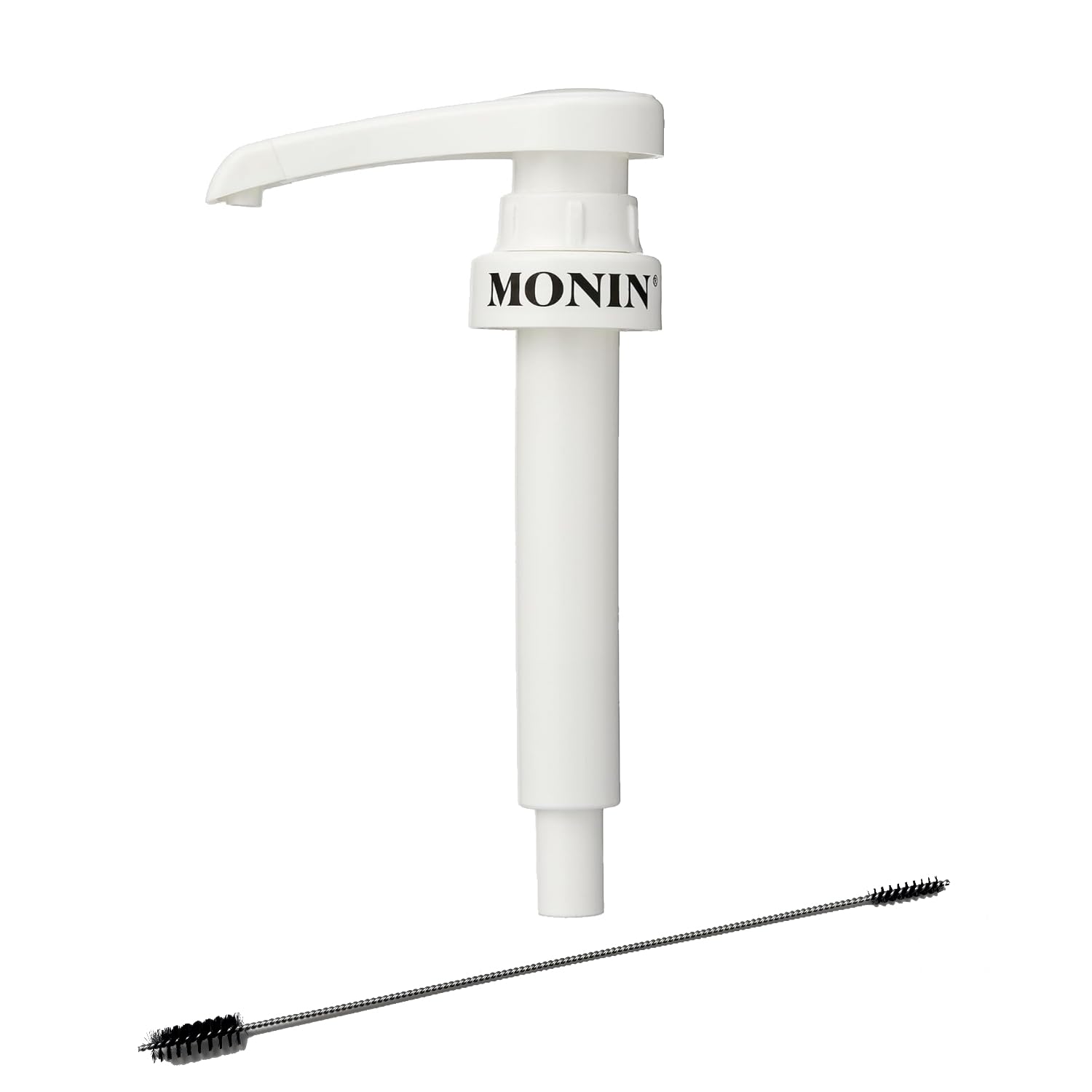 Siruppumpe für Monin Sirup 0,7 Liter Glas Flasche Dosierpumpe für 5 ml + 1 gratis ZZ-Clan Reinigungsbürste passend für das Steigrohr der Pumpe