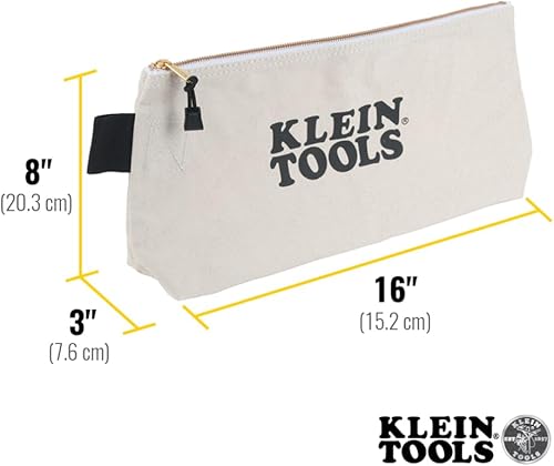 Miniatura 3 de KLEIN TOOLS 62042 - Bolsa con cremallera de 16 pulgadas, extra larga, lona No. 10, bolsa de herramientas resistente, parte inferior de pie de 3
