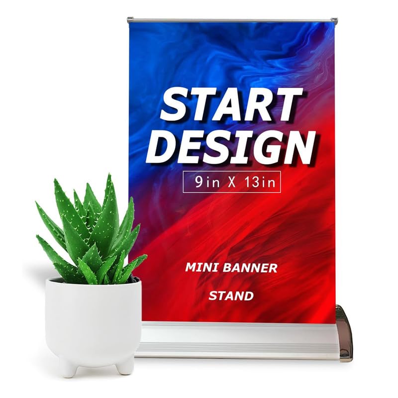 ZORUMOI Custom Mini Retractable Banner Stand Customizable Table Top Display Stand 9×13 Inch Tabletop Retractable Banner Roll Up Banner Stand Offices and Retail Stores