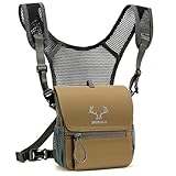 MOXULE Fernglas-Geschirr-Brustpack: Bino-Tasche mit magnetischem Deckel und Regenschutz für die Jagd (grün), braun, Sportlich