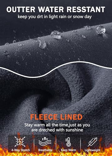 MIVEI Calça de moletom feminina forrada com lã para caminhada, resistente à água, com bolsos com zíp