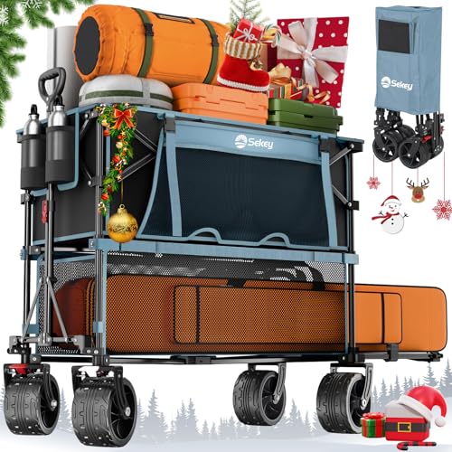 400L Heavy Duty Folding Double Decker Wagon with Big Wheels