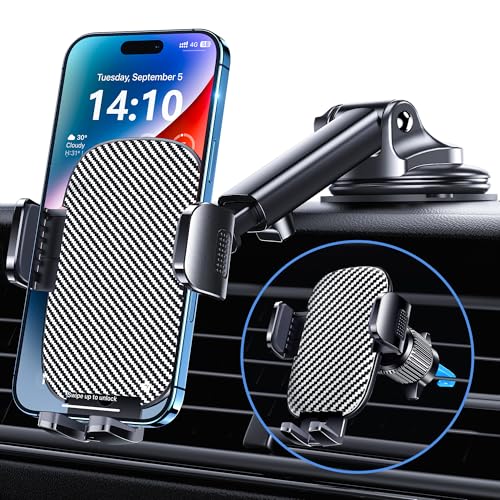 GUWEZ Phone Holder Car Mount for iPhone [Powerful Suction] Phone Mount for Car Dashboard Windshield...