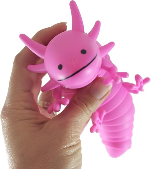 1 Pink Axolotl Fidget - Large Wiggle Articulated Jointed Moving Axolotyl Toy - Unique Gift, Lover, Decoration (1 Pink)