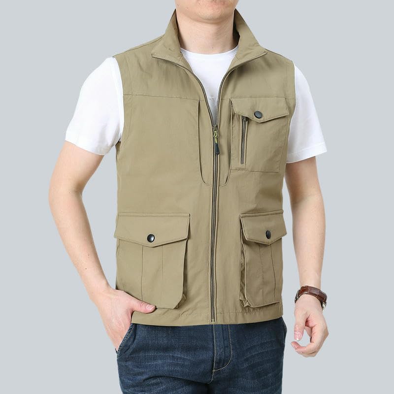 Chaleco utilitario de hombre con diseño holgado de talla grande y multibolsillos 6