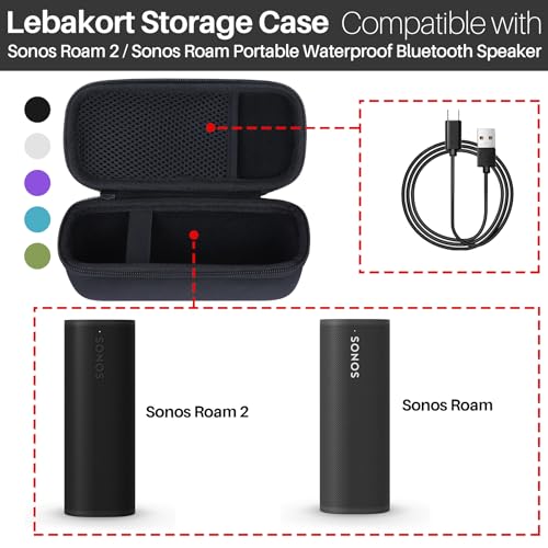 Image of Lebakort Hard Case Compatible with Sonos Roam 2 Portable Waterproof Speaker | Lightweight & Carry, Dustproof Storage, Travel Friendly, Portable for Daily Use, Blue Case