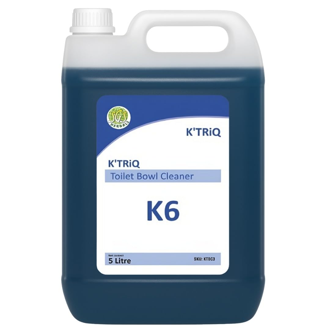 K'TRiQ K6 Toilet Bowl Cleaner 5 Litre | Powerful Toilet Stain Remove | White Det Fragrance | Eliminates 99.9% Germs | Hard Stain Remover | Thick Gel Toilet Cleaner Liquid for Home & Professional Use