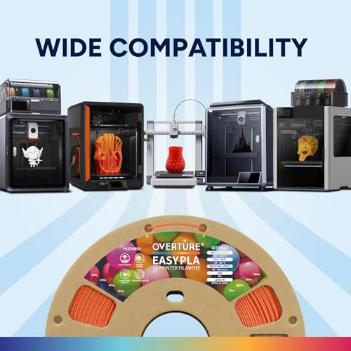 Image of OVERTURE Easy PLA 1.75mm 3D Printer Filament, 1kg PLA Cardboard Spool (2.2lbs), Dimensional Accuracy + /- 0.02mm, Fit Most FDM Printer (Easy Orange)