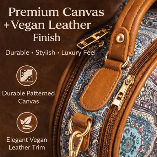 FUOCO Sling Bag for Woman | Stylish Gifts Handbag for Women | Small Round Brown Mini makeup pouch Mobile Shoulder Bag | ladies purse hand bag | Office Party Casual Travel Moon purse for clutch women 4