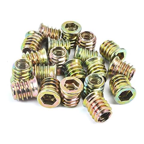 20PCS Wood Furniture M8x15mm Threaded Insert Nuts Interface Hex Socket Drive Cover