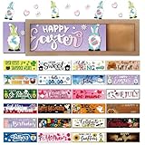 Barydat 25 Pcs Interchangeable Seasonal Decor Interchangeable Welcome Sign with a Wood Frame Seasonal Wooden Welcome Sign Holiday Table Decor for St Patricks Day Easter Valentines Decoration