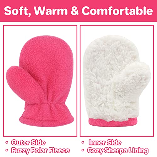qikqik 2 Pairs Baby Mittens Winter Toddler Mittens Warm Fleece Infang Gloves for Boys Girls Toddler Winter Gloves for Kids2
