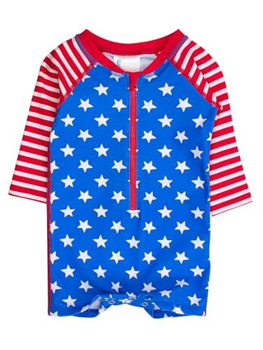 Image of RUGGEDBUTTS Baby /Toddler Boy Swimsuit, One Piece Zipper Rash Guard Sunsuit with UPF 50+ Sun Protection