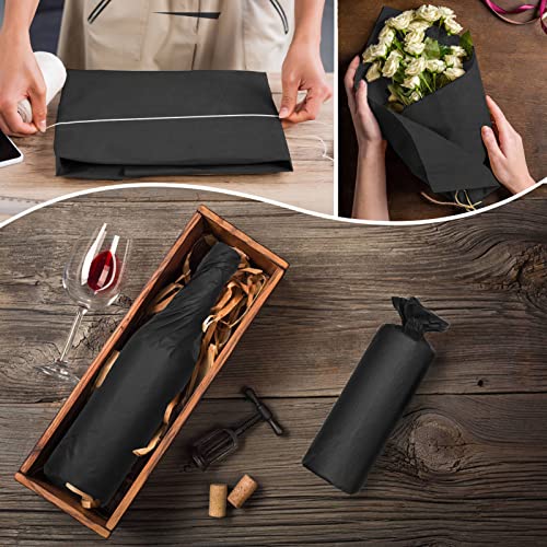 Image of 100 Sheets Black Tissue Paper Artdly 14 x 20 Inches Black Wrapping Paper Bulk for Weddings Birthday DIY Project Christmas (Pack of 3)