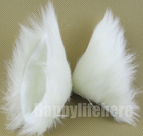 Happylifehere Long Fur Cat Ears And Cat Tail Set Halloween Party Kitty Cosplay Costume Kits (White) #TOP2