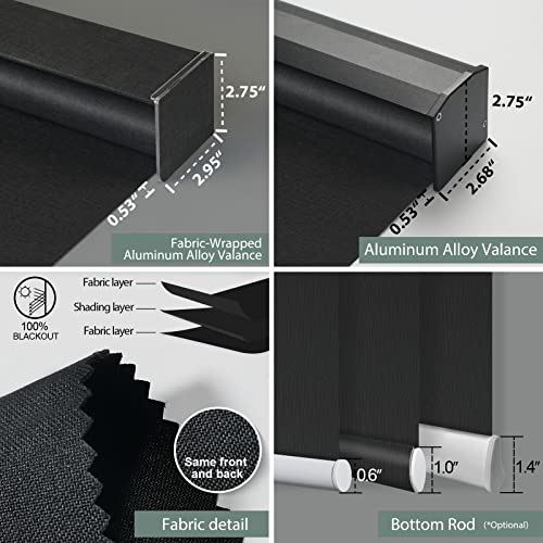 Yoolax Motorized Smart Blind For Window With Remote, Automatic Blackout Roller Shade Work With Alexa Google Home, Electric Solar Blind Customize For Sliding Door, Living Room (Fabric-Black) #TOP4