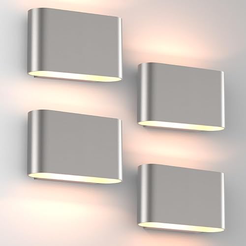 Miniatura 15 de Aipsun Juego de 2 Apliques de Pared LED Modernos Negros Luces de Pared para Interiores con Cableado Fijo Hacia Arriba y Hacia Abajo Luz de Montaje