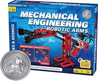 Thames & Kosmos Mechanical Engineering: Robotic Arms STEM Experiment Kit | Build 6 Pneumatic Machines | Robotic Claw, Exoskeleton Arms & More | Explore Air Pressure & Robotics | Ages 7+