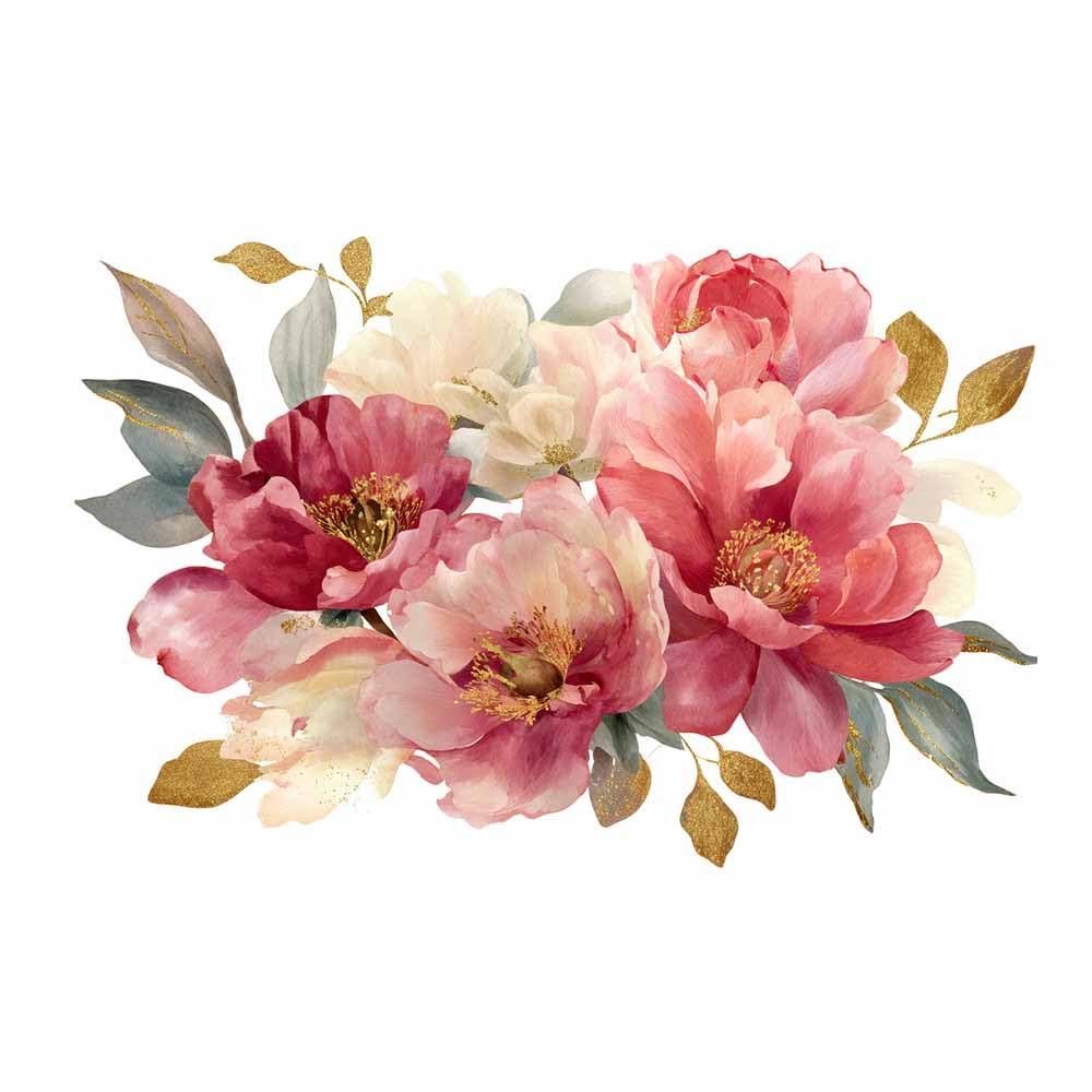 ZAMAEIU Nature Landscape Canvas Wall Art Peony bouquet posters picture, Modern Wall Decor, for Bedroom, Office, Living Room, Corridor, classroom(pink)-80x120cm Unframed