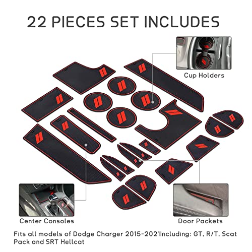 Inserto para portavasos Dodge Charger 2015-2023 rojo miniatura 2