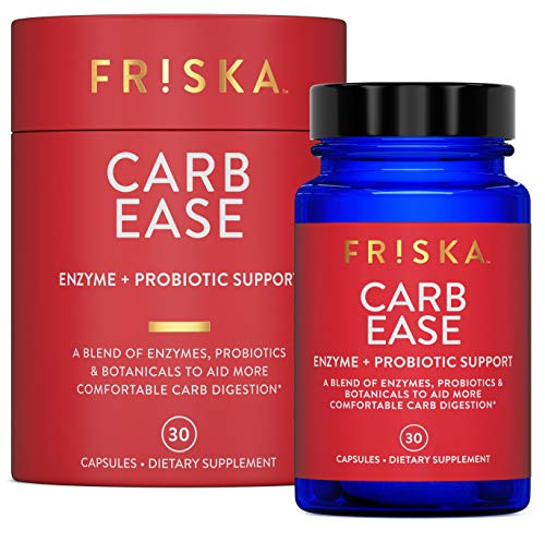 FRISKA Carb Ease | Digestive Enzyme and Probiotic Supplement | Promotes Better Digestion | Natural Bloating and Gas Relief Support | 30 Capsules