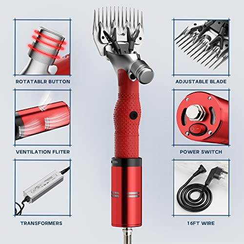 Image of 1000W Electric Sheep Shears, Professional Sheep Clippers, Animal Grooming Clippers for Horse Alpacas Goats, Farm Livestock Shearing Machine-Grooming Kit Animal Hair Cutting