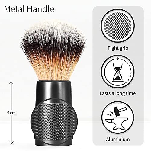 Synthetic Shaving Brush Black | Best Ingrown Hair Treatment | Wet Shaving Brush Shave Brush| Shaving Brush Metal Handle | Your Razor Bump Treatment | Bambaw #TOP2