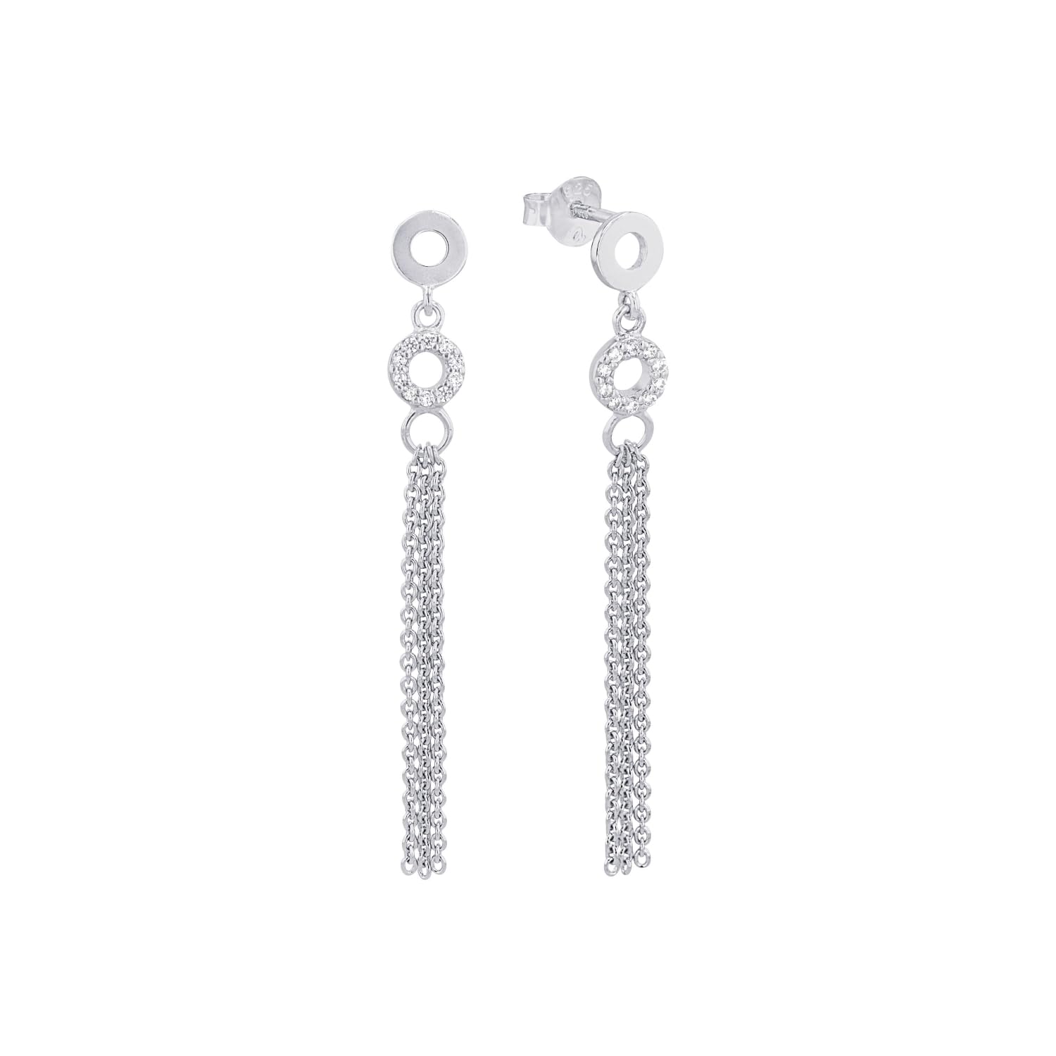 Amor Stud earrings Women Ear jewelry, with Zirconia synth., 4,6 cm, Silver, Comes in jewelry gift box, 2026207