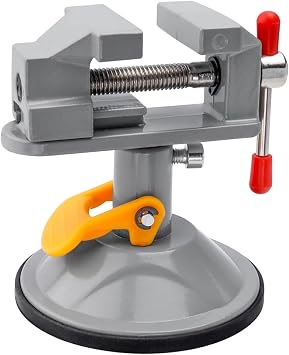 360 Rotating Mini Bench Vise with Suction Cup Base, Bestgle Adjustable Clamping Force Drill Press Vise for Jewelry Carving, DIY Wood Craftand Woodworking