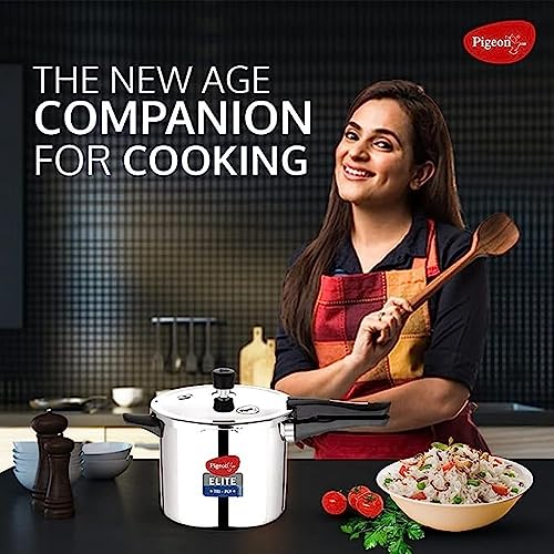 Image of Pigeon Stainless Steel Elite Shine 2 L +3 L Combo Tri-Ply Body Outer Lid Pressure Cooker Induction And Gas Stove Compatible That Distributes Heat Evenly For Uniform Cooking, 5 Liters, Silver