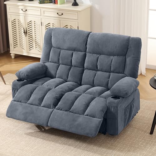MAHOMICO Recliner Loveseat with Cup Holders for Living Room Love Seat Manual Oversized Recliner with Ergonomic, Side Pocket for Adult