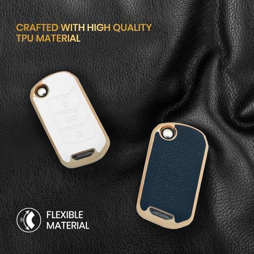 Image of keyzone Litchi Leather TPU Key Cover & Keychain for Thar, Thar Roxx, Bolero, Scorpio, XUV700, XUV400, XUV3x0, XUV300, TUV300, Marazzo Flip Key (Black)