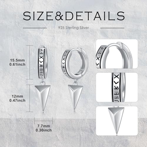 Pendientes vikingos ROMANTICWORK de plata de ley 925 para hombre 3