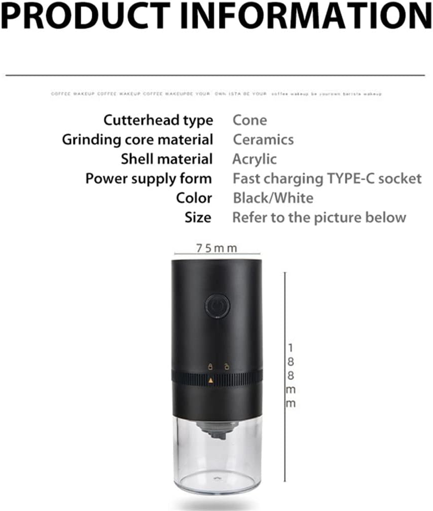 Electric Coffee Grinder Automatic Beans Mill Portable Espresso Machine For Cafe Home Travel(Onecolor)