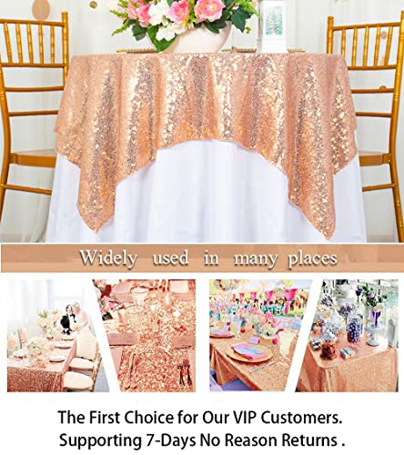 50''X50'' Square Rose Gold Sequin Tablecloth Glitter Table Overlays Small Sequin Table Cloth For Round Tables Sequin Overlays, Runners, Gatsby Wedding, Glam Wedding Decor, Vintage Weddings #TOP5