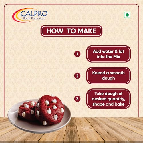 Image of Calpro's Red Velvet Cookie Premix - 450G | Eggless, Cheese-Flavored, 100% Vegetarian | Ideal for Gifting & Snacking