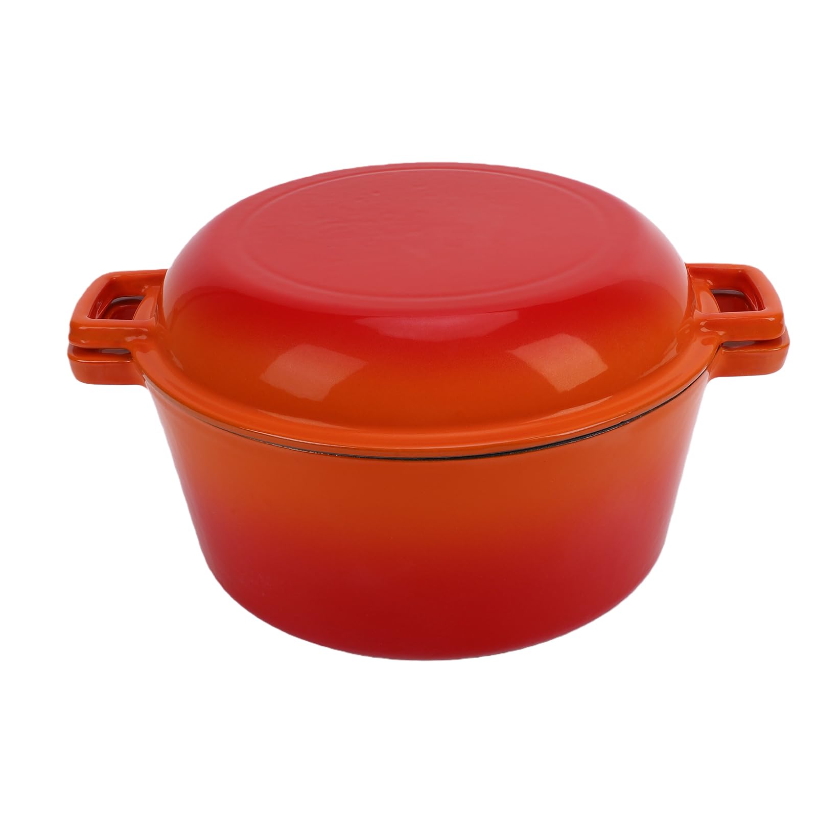 Annadue Emaliowany żeliwny Garnek do Gotowania z pokrywką, z Dwoma (ORANGE)