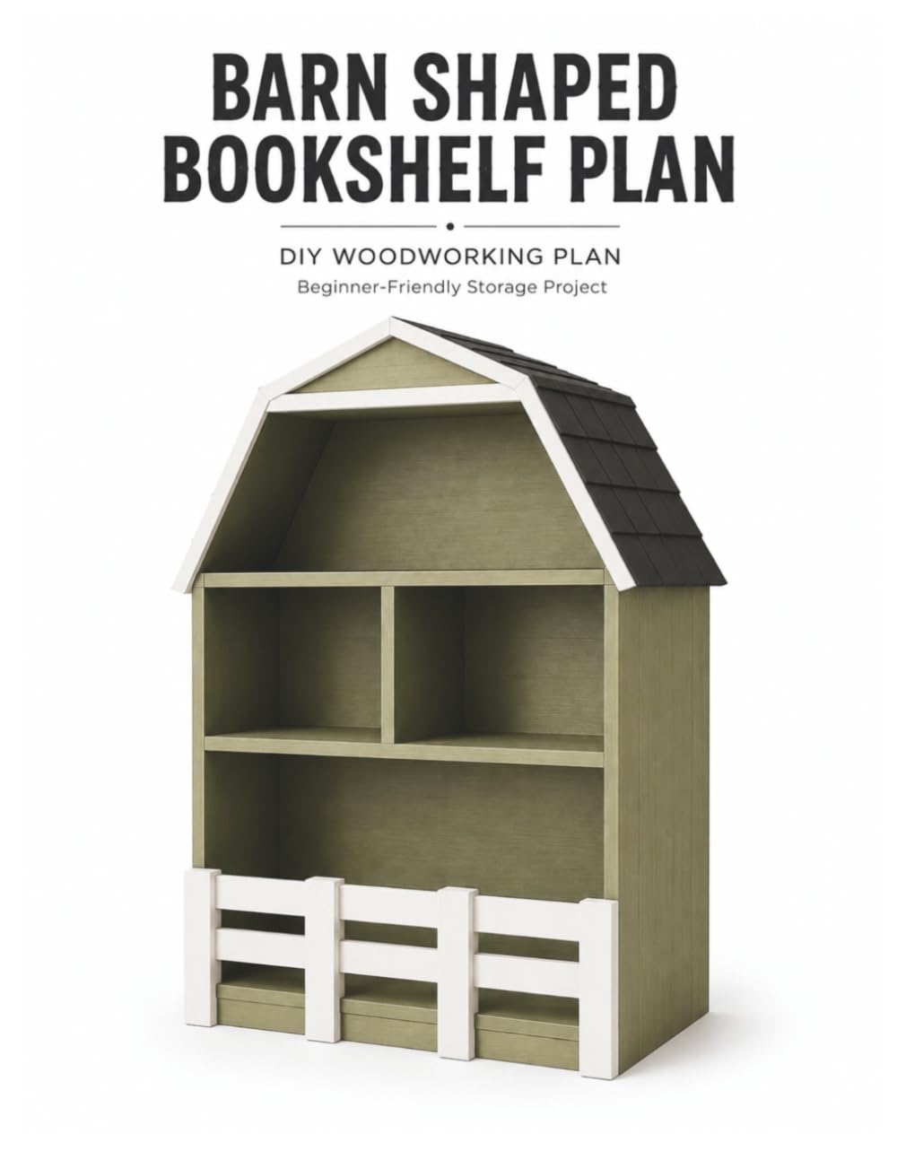 Barn Shaped Bookshelf Plan: DIY Woodworking Blueprint for Beginners | Step-by-Step Furniture Building Guide: Build a Beautiful Farmhouse-Inspired ... Lists, Cut Diagrams, and Assembly Plans