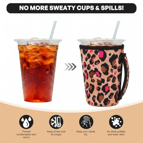 Image of 3 Reusable Iced Coffee Sleeves for Coffee Cups Fits 16-32oz Hot /Cold Drink