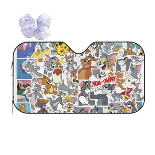 車用サンシェード トムとジェリー アニメキャラクター用サンシェード 軽自動車用 吸盤式 紫外線防止 日焼け防止 簡単取り付け 車用品 130x70cm