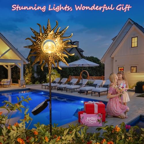 HOMEIMPRO Large Sun Solar Lights Garden Outdoor,Crackle Glass Stake Lights,Waterproof LED Lights for Garden,Lawn,Patio Decor, Christmas Gift 3 51NHhUkRshL. AC