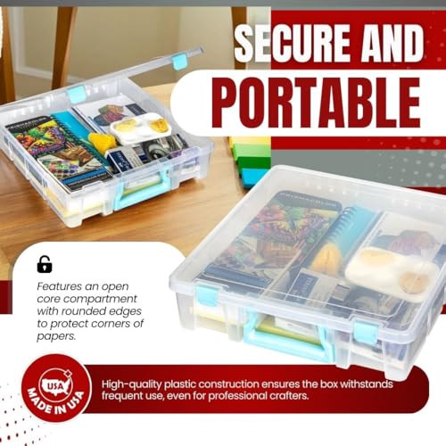 Image of ArtBin Super Satchel 1-Compartment Craft Storage Box, Clear | One Open Compartment, 15.2 x 8 x 6.2 Inches, Secure Latches, Stackable, Clear Durable Polypropylene