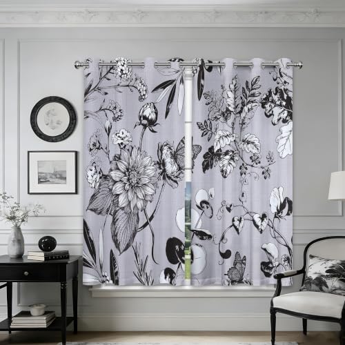 Light Grey Blackout Curtains, Vintage Drapes 63 inches length, 2 Panels