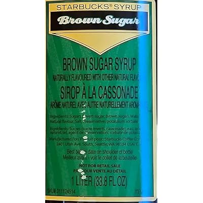 Brown Sugar Syrup 1 Liter Bottle Bundle - Authentic Brown Sugar Syrup, Premium Taste - Perfect for Starbuck's Coffee, Lattes, and Desserts - Hot or Cold - 33.8 fl oz (1 Liter) With Pump