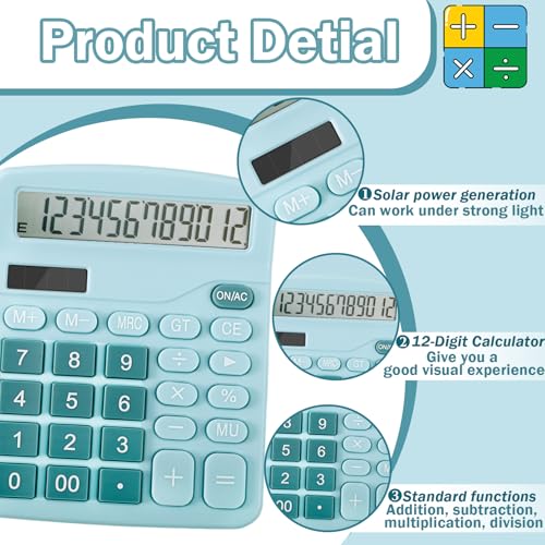 Calculatrices de bureau batterie solaire double alimentation bleu x8 - 4