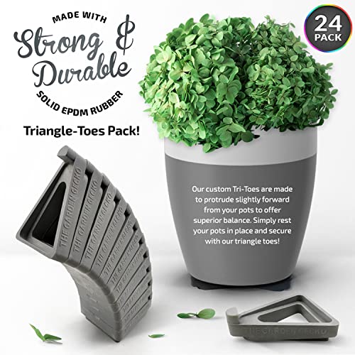 The Garden Gecko Pot Feet For Outdoor Plant Pots And Flowers, Solid Rubber Pot Risers With A Custom Non-Slip Surface Grip | 24 Triangle Hollow Pot-Toe Pcs | Frosted Matte #TOP1