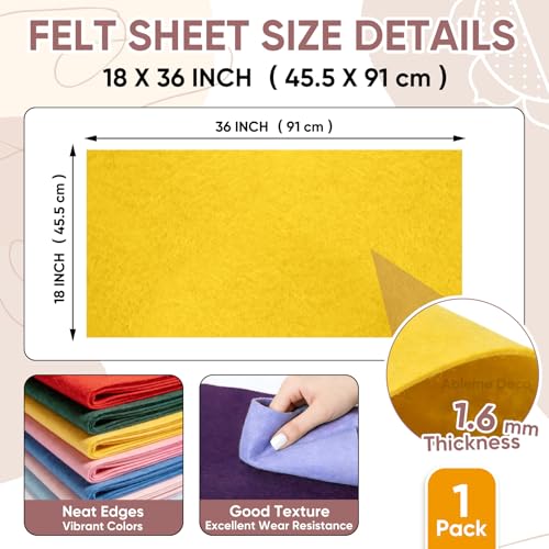 Image of Soft Felt Fabric Sheet 18 inch x 36 inch, 1.6mm Acrylic Craft Felt, Gold Yellow
