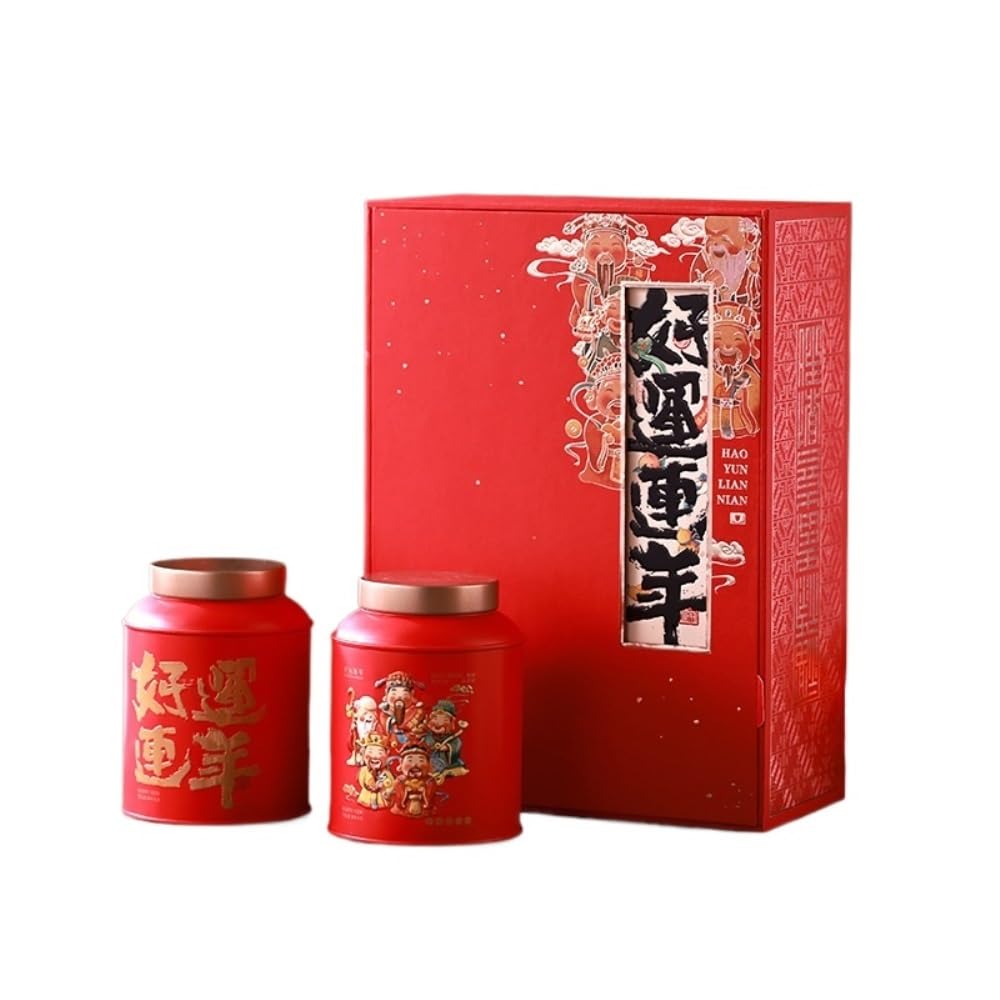 Teeset Bulk Tee Vorratsdose Runde Blechdose Küche Versiegeltes Glas Leerglas Vorratsglas Retro Teedosen Doppelglas Geschenkbox Set Tee Vorratsglas (B)