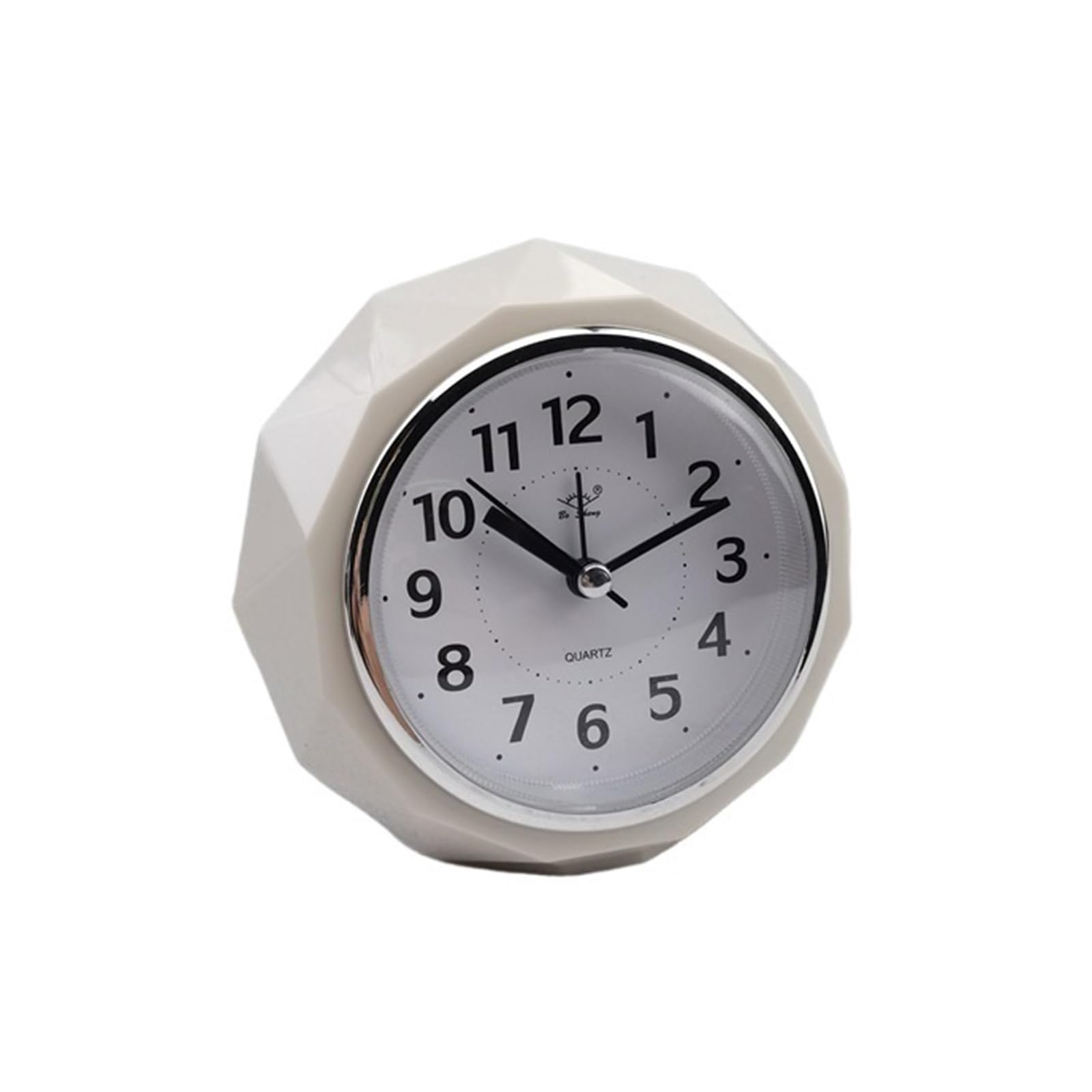 BMKGODN alarm clock， Alarm Clocks Creative Diamond-Shape Small Mute Bedside Electronic Round Number Double Bell(White)